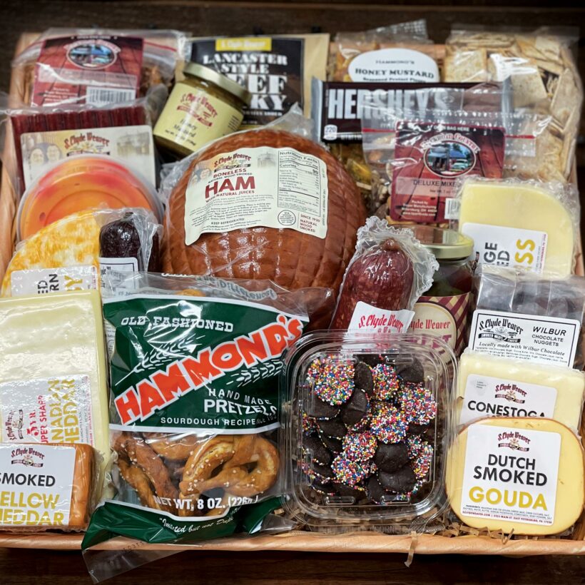 Ham and cheese gift basket