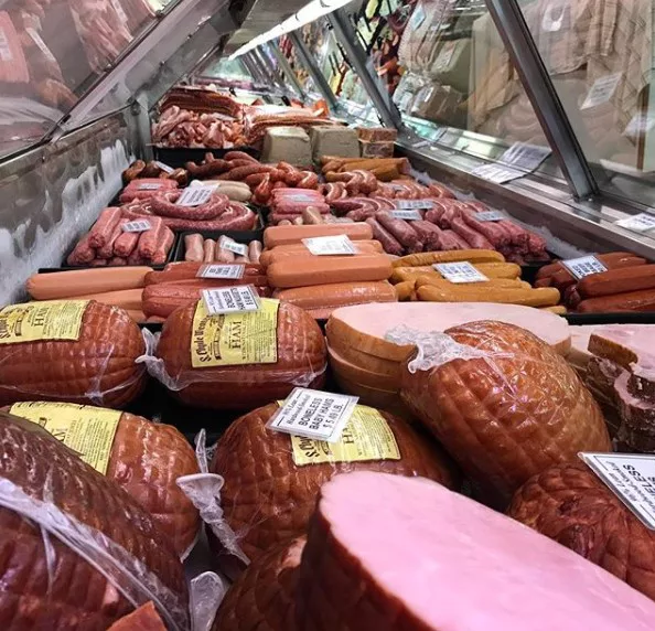 Smoked hams and sausages